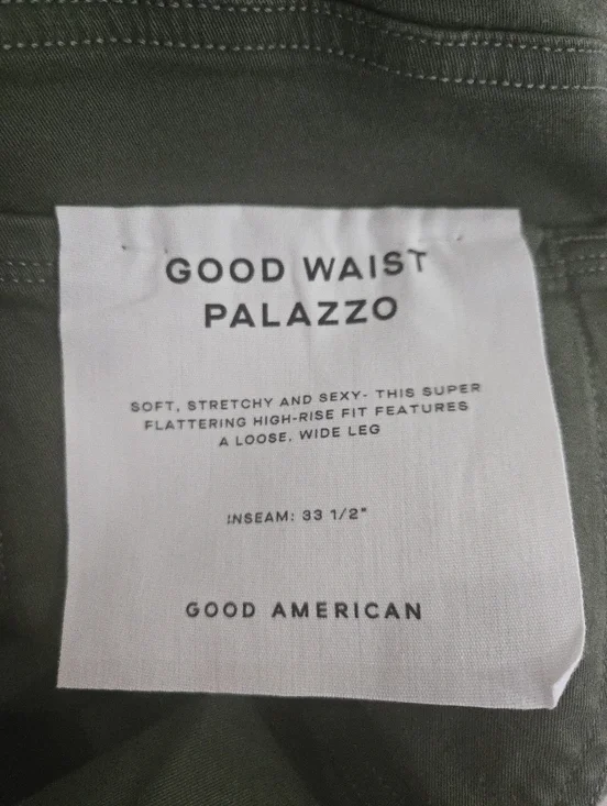 Good American Good Waist Palazzo Bell Bottom Jeans - Green Size 16 - Picture 5 of 5